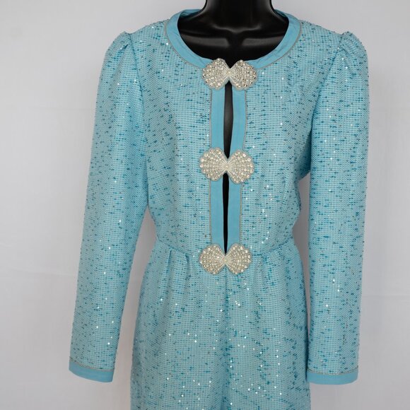 Saloni Blue Tweed Romper - Picture 1 of 4